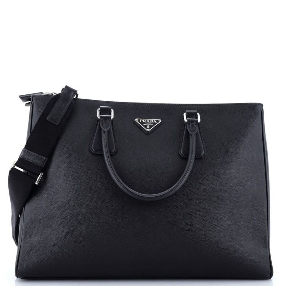 Prada Galleria Double Zip Travel Tote Saffiano Leather Large Black